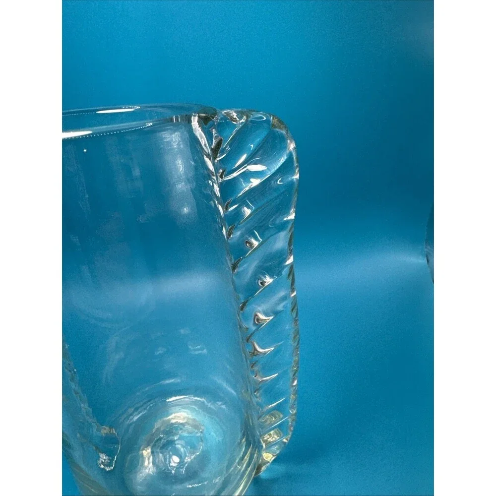 VNT Braided Glass Vase Handblown Clear W/ Slight Green  Tint 7.5”